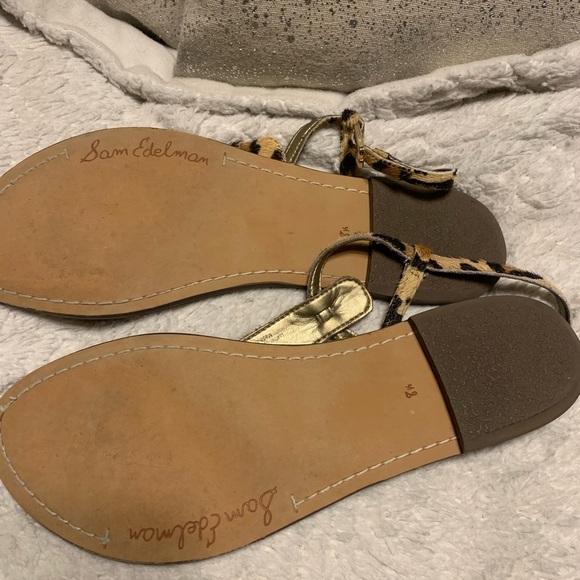 Sam Edelman leather sandals animal print thong style - Picture 3 of 6